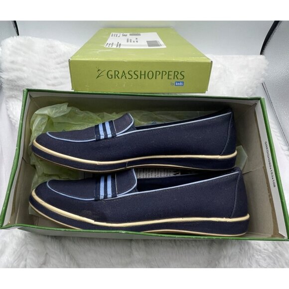 Vintage Grasshopper Canvas Shoes Blue with Light Blue Stripe Size 8.5M - Picture 8 of 9
